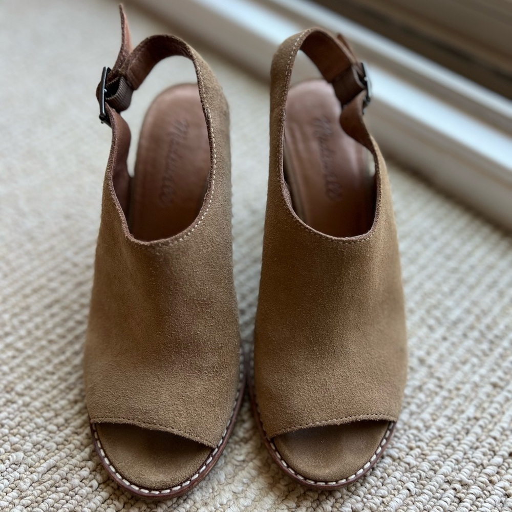 Madewell Beige Suede Slingback Sandals